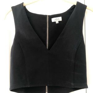 Black Wilfred neck crop top with silver zipper